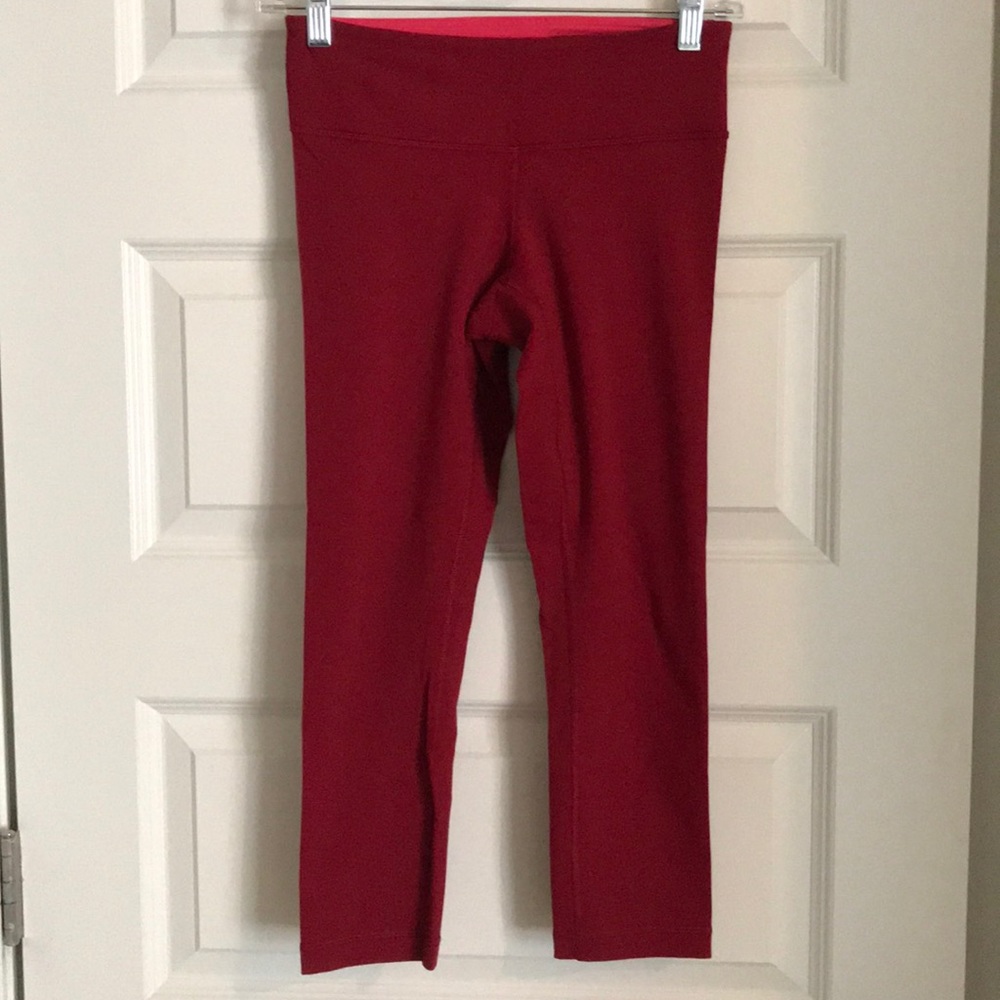 Red crop lululemon pants- size 4